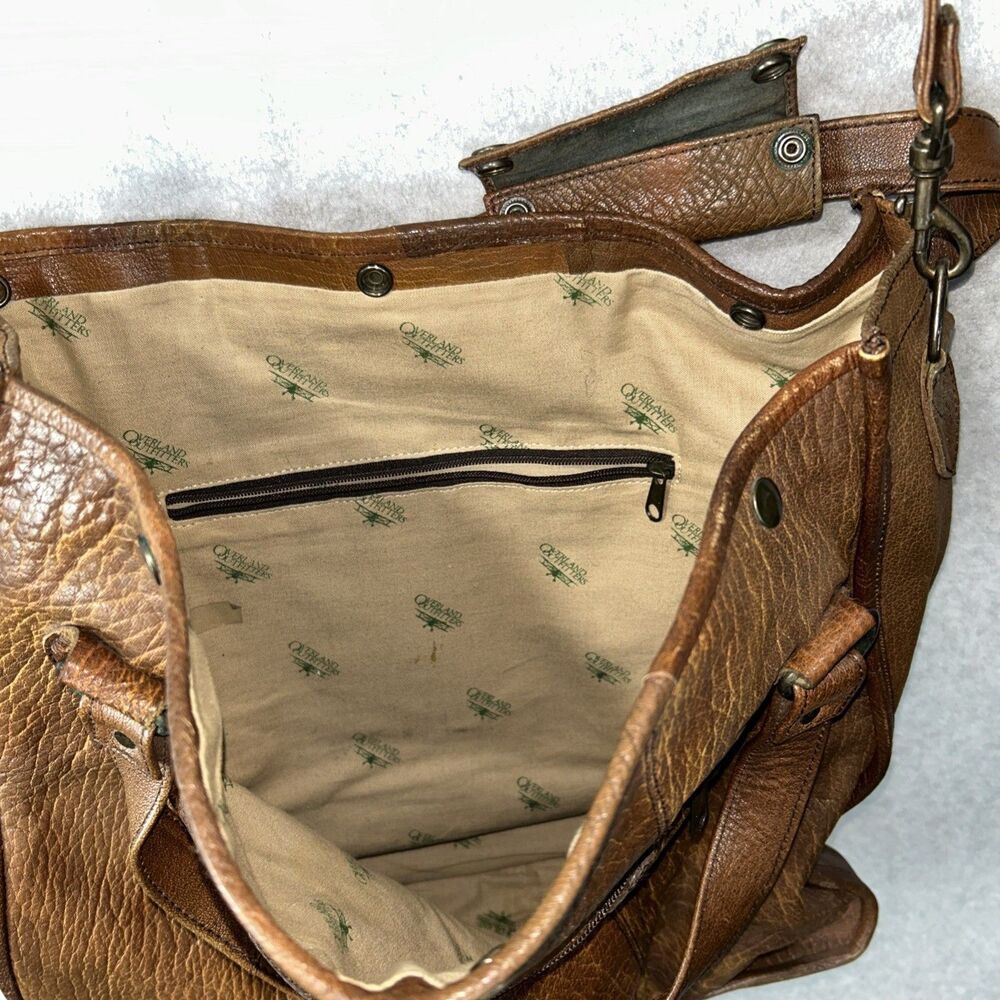 Vintage Overland Outfitters Brown Leather Weekender Travel Diaper Bag - Large - - Picture 7 of 16